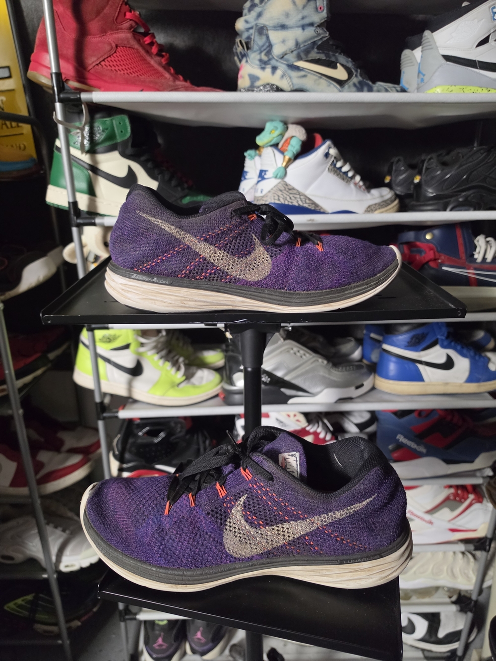 🔥 Nike Purple Flyknit Lunar 3 Men Size 11.5 Athletic Shoes Hot!